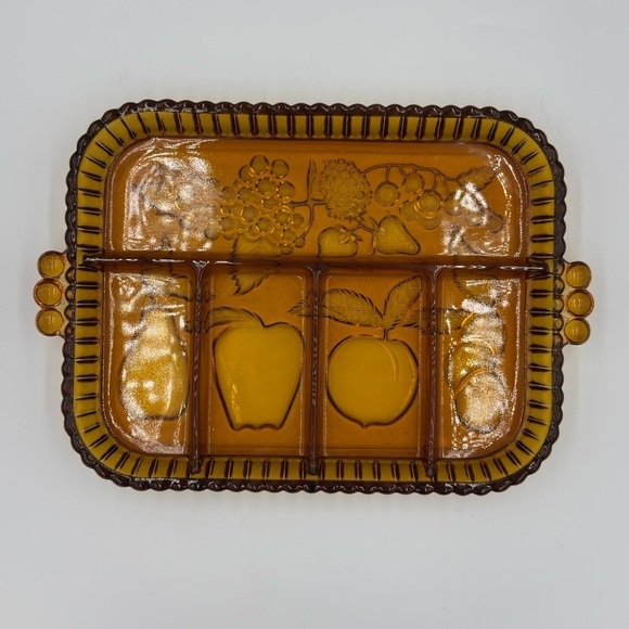 Indiana Glass Other - Indiana Glass Co Divided Golden Amber Relish/Fruit Tray